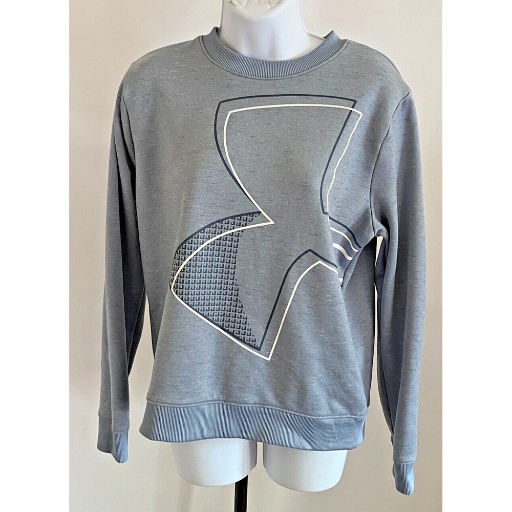 Womens Under Armour Loose Fit Coldgear Lightweight Blue Sweatshirt Logo Size L